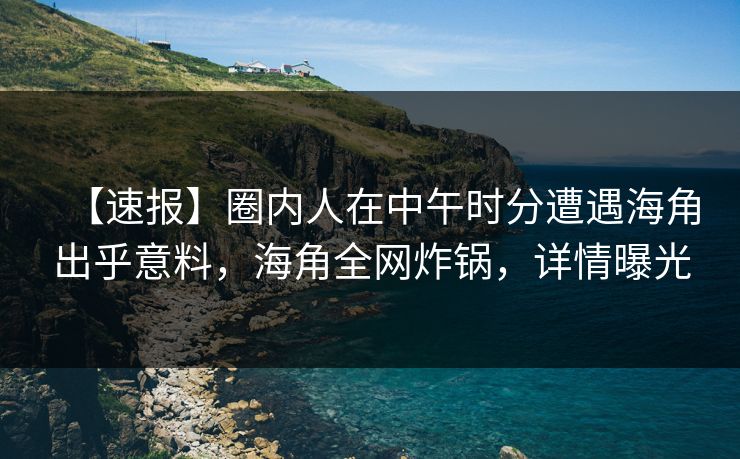 【速报】圈内人在中午时分遭遇海角出乎意料，海角全网炸锅，详情曝光