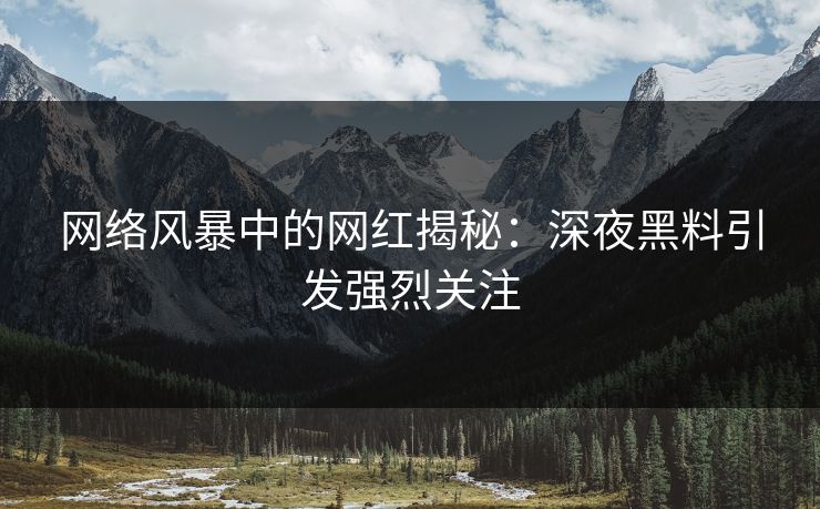 网络风暴中的网红揭秘：深夜黑料引发强烈关注
