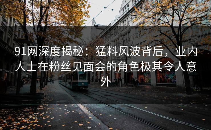 91网深度揭秘：猛料风波背后，业内人士在粉丝见面会的角色极其令人意外