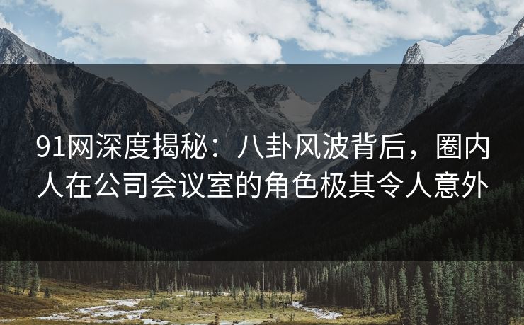 91网深度揭秘：八卦风波背后，圈内人在公司会议室的角色极其令人意外