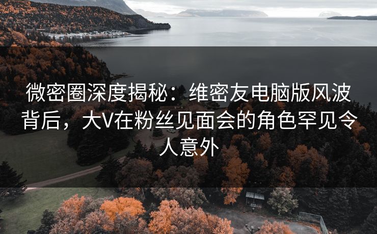 微密圈深度揭秘：维密友电脑版风波背后，大V在粉丝见面会的角色罕见令人意外