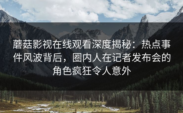 蘑菇影视在线观看深度揭秘：热点事件风波背后，圈内人在记者发布会的角色疯狂令人意外