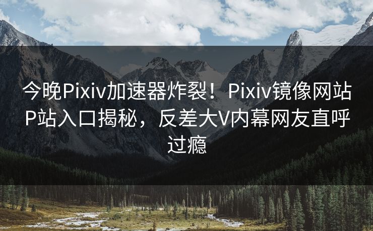 今晚Pixiv加速器炸裂！Pixiv镜像网站P站入口揭秘，反差大V内幕网友直呼过瘾