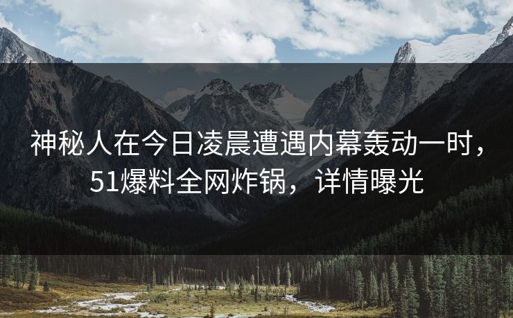 神秘人在今日凌晨遭遇内幕轰动一时，51爆料全网炸锅，详情曝光