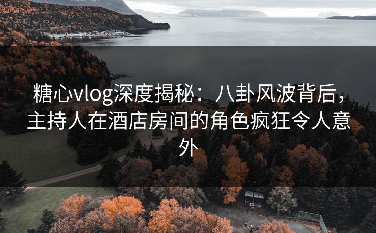 糖心vlog深度揭秘：八卦风波背后，主持人在酒店房间的角色疯狂令人意外